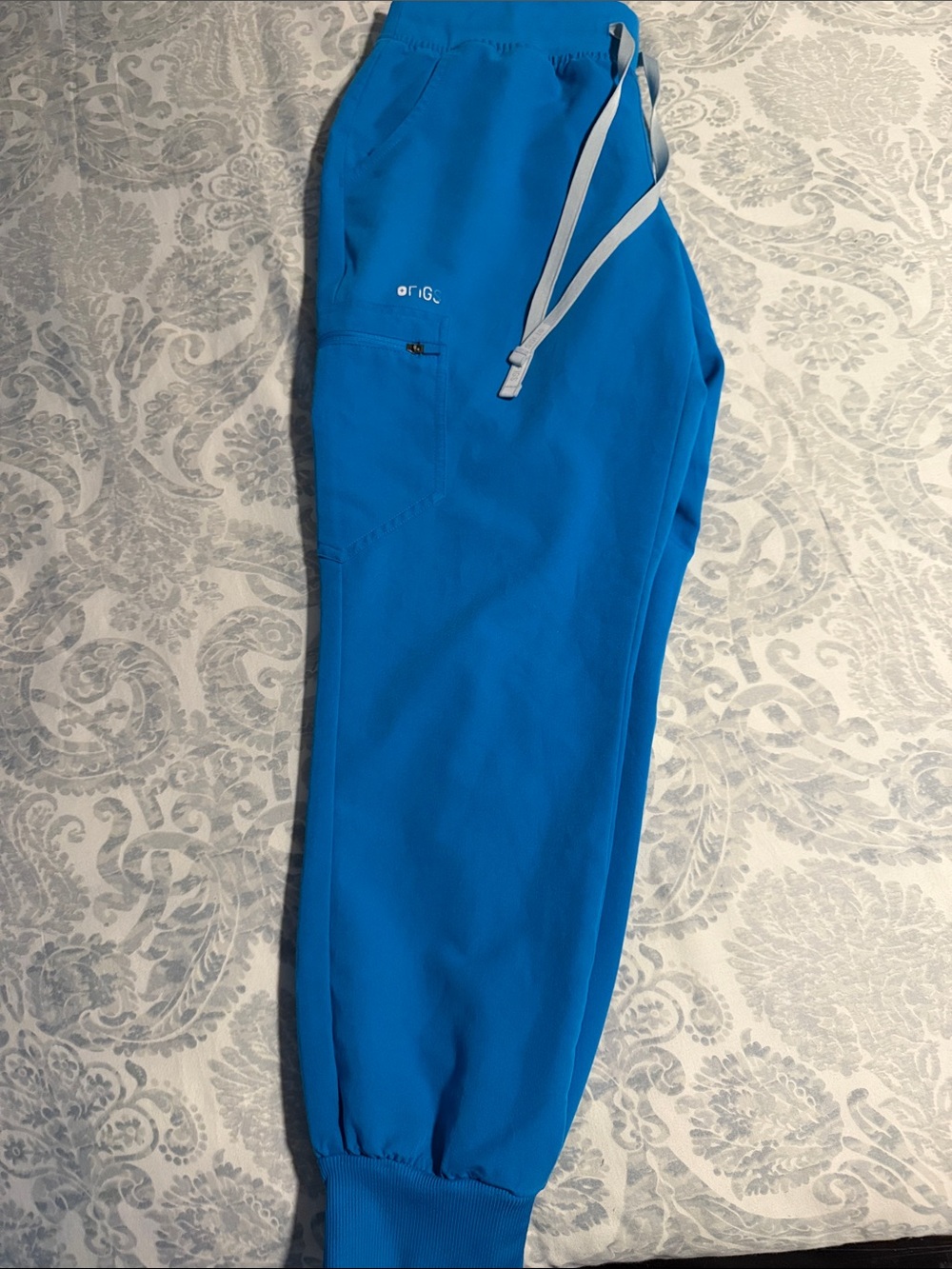 Figs Bright Blue Jogger Pants with White Drawstring